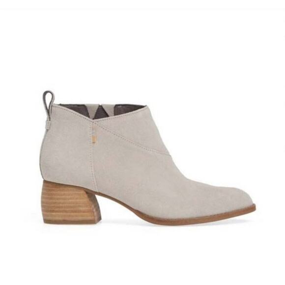 Toms Leilani light gray suede bootie ankle boots sz 12 - Picture 1 of 8